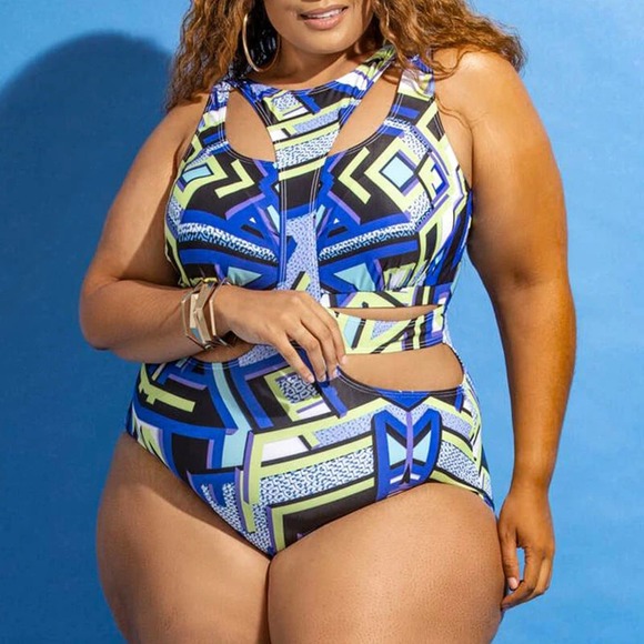 Ethnic Print Plus Size One Piece  Swimsuit Bikini - Picture 1 of 12